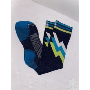 Smartwool Ski Light Cushion Kid's Over the Calf Socks, Green, Blue, Size XL